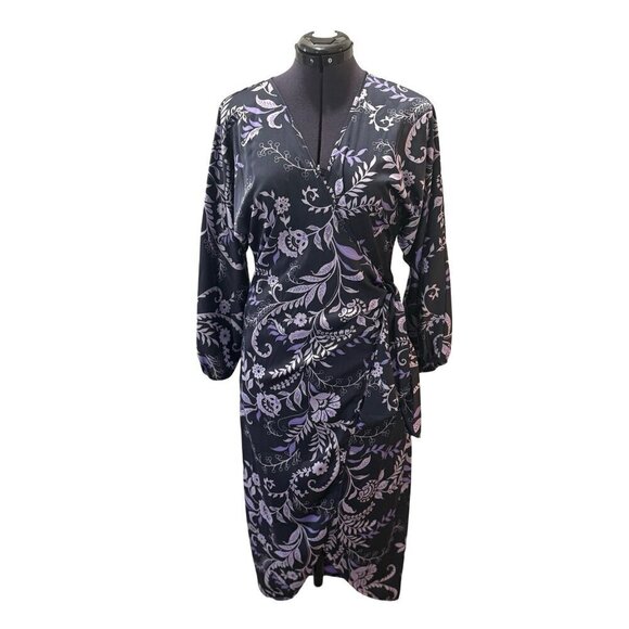 Misa Los Angeles Sylvia Faux Wrap Indigo Satin High Low Dress XS & L NWT - Picture 3 of 16